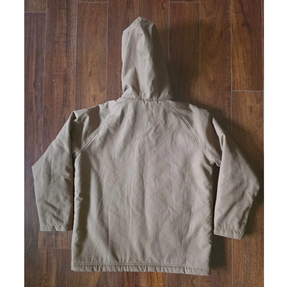 Walls Tough Wear Kids XL Brown Sherpa Lined Hooded Canvas Work Jacket Coat
